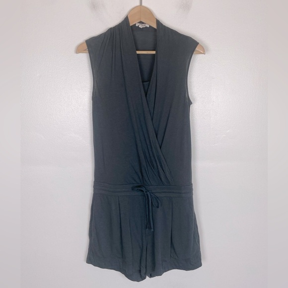 Helmut Lang Romper Size L Gray Short Hippie Beach Summer Faux Wrap Side Pockets - Picture 1 of 9